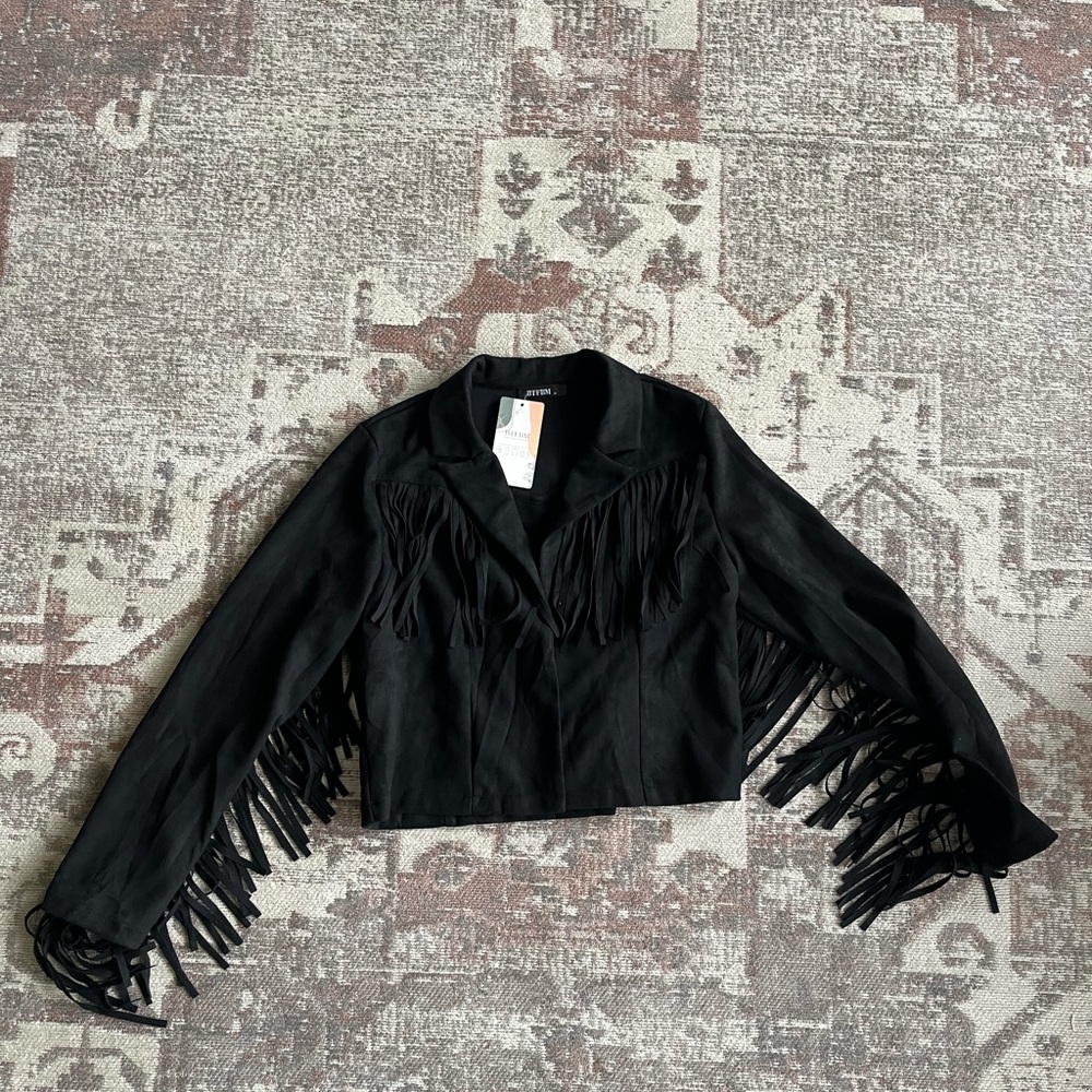 Fringed Black Suede Jacket